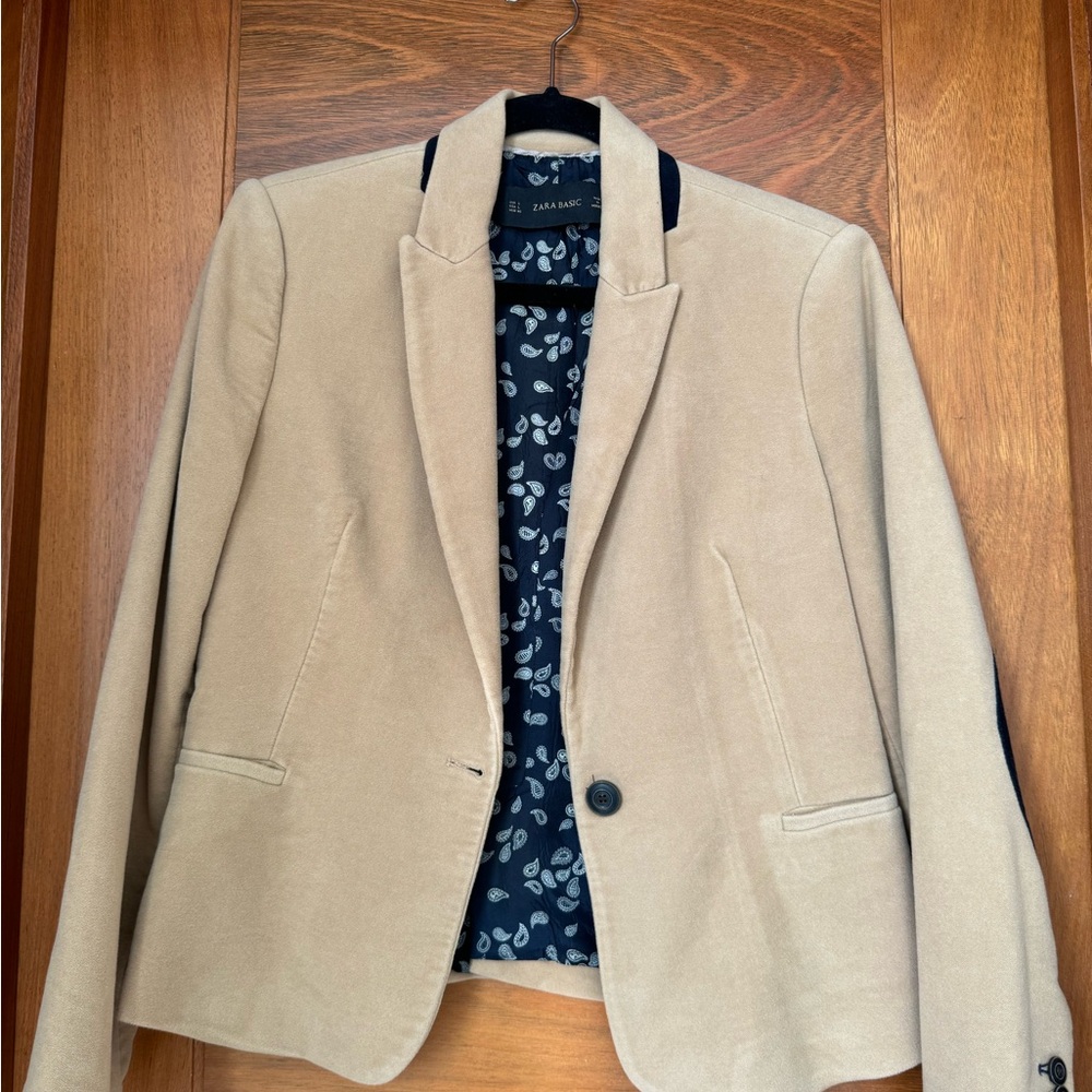 Zara Basic camel tan blazer Women’s size L - one button jacket workwear business